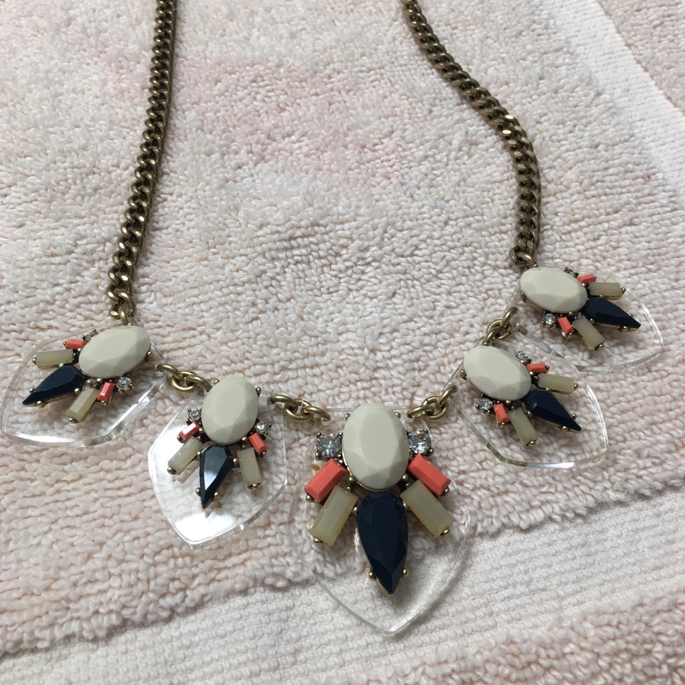 Necklace with gray, black and orange stones